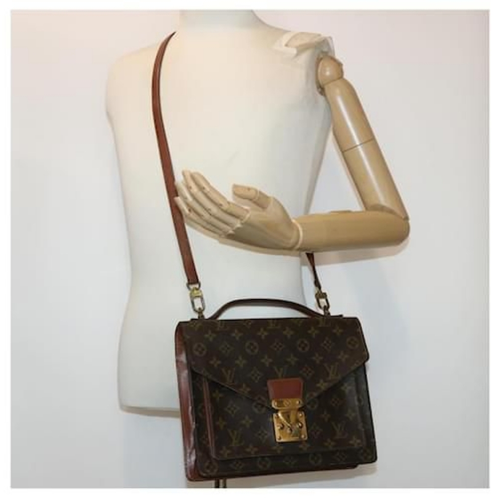 LOUIS VUITTON Monogram Monceau Satchel Bag Brown - Picture 5 of 16